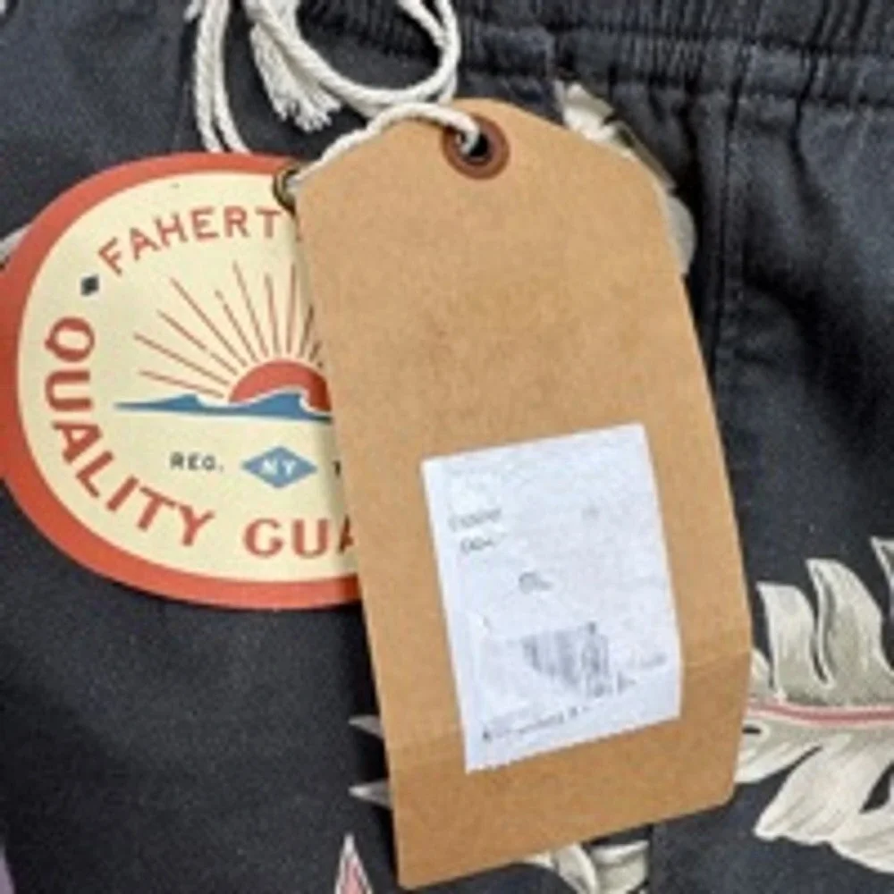 Faherty Mens Small Essentials Drawstring Charcoal Gray Linen Blend Shorts